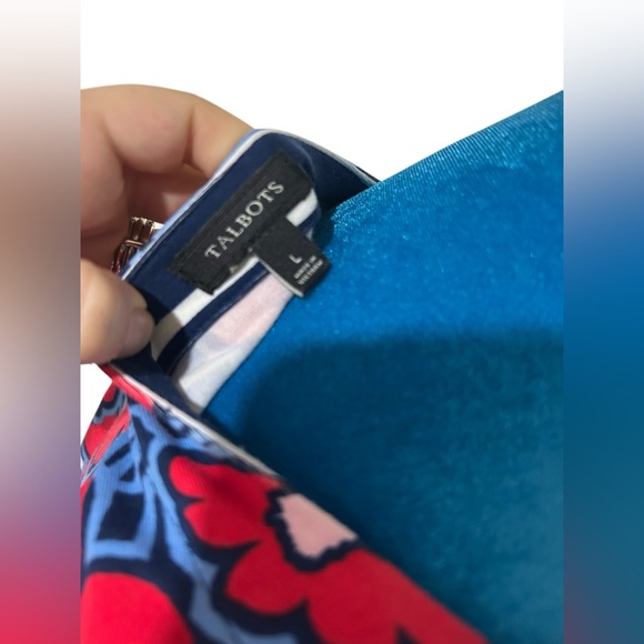 Talbots stripes and flowers shift dress in red white blue Talbots floral midi - Picture 6 of 9